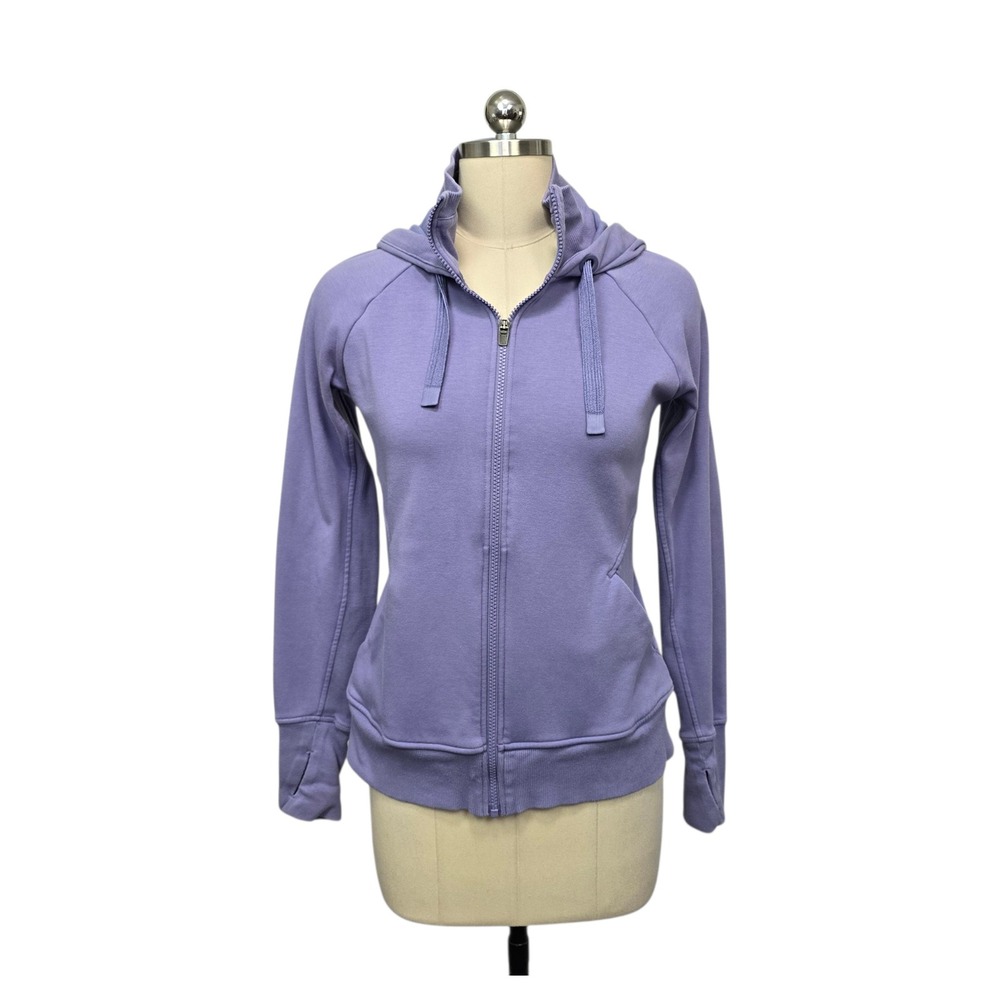 Athleta Womens Lavender Purple Full Zip Fleece Hoodie Sweatshirt Thumbholes S